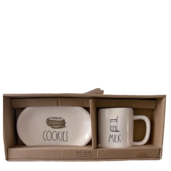 NEW Rae Dunn Milk & Cookies for Santa Ceramic Gift Set Christmas Holiday Decor - Picture 3 of 3